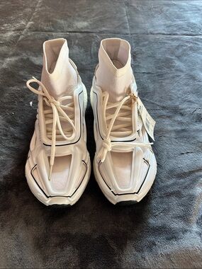 Stella McCartney White and Black High-Top Sneakers